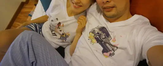20수 코튼 브이넥 티셔츠(남녀공용)  제작 후기  커플잠옷 겸 장만! 굿굿ㅎㅎ  - 마플 리얼 후기 