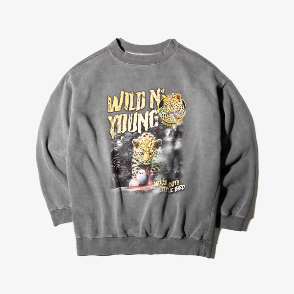 THENEWARRIVAL Accessories, [W&Y] Baby Leopard Pigment Washing Sweatshirt