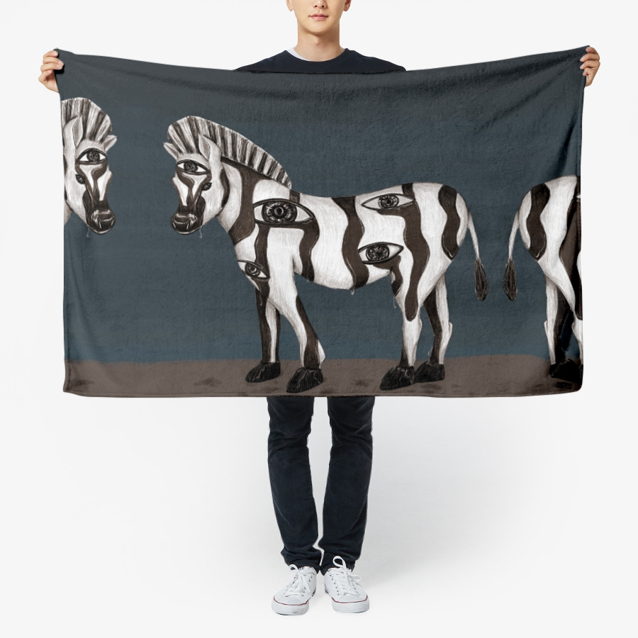 Tear Zebra Fluffy Blanket, MARPPLESHOP GOODS