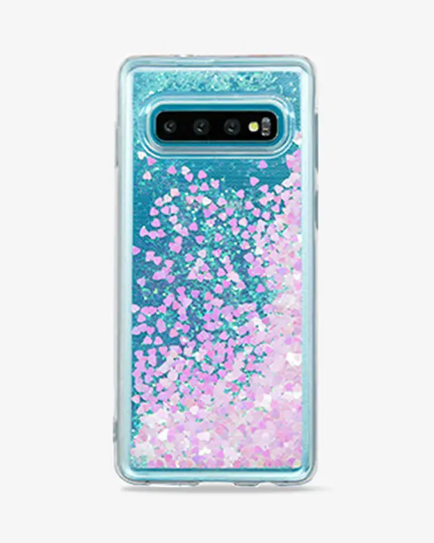 Galaxy S10 Glitter Case (Hearts)