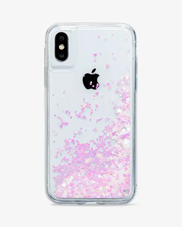 iPhone X/XS Glitter Case (Hearts)