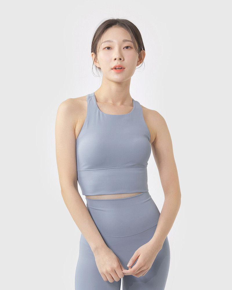 Nike Yoga luxe crop top in blue grey