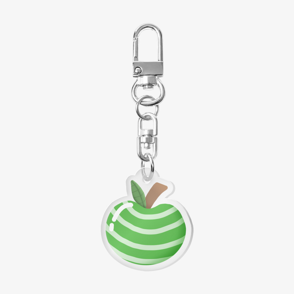 White striped green apple keyring, MARPPLESHOP GOODS