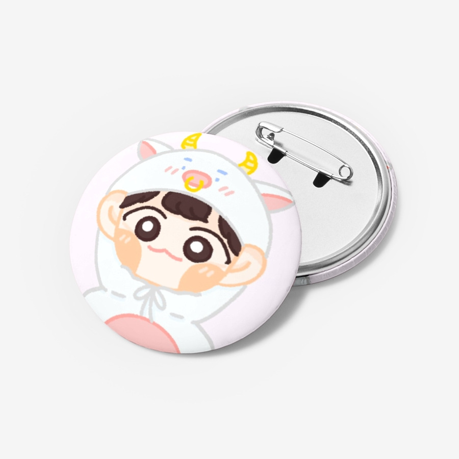 white cow pink ver 2_pin button, MARPPLESHOP GOODS