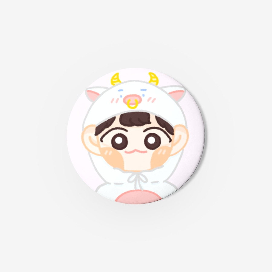 white cow pink ver 2_pin button, MARPPLESHOP GOODS