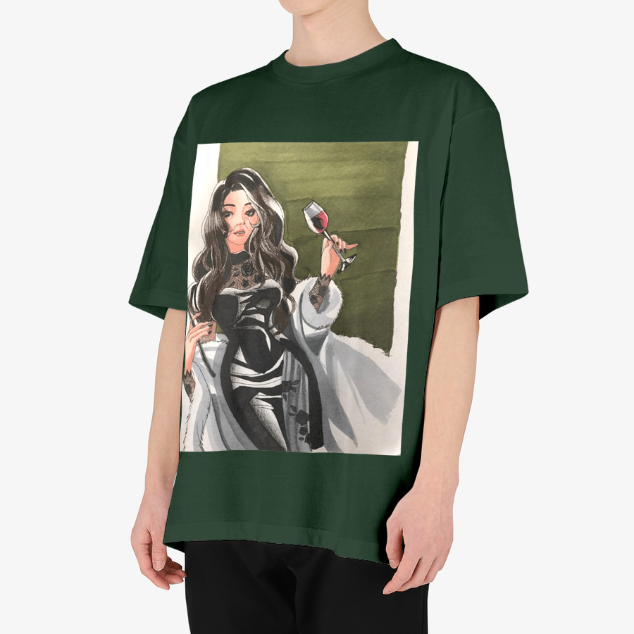 a woman with a wine glass Tshirt, MARPPLESHOP GOODS