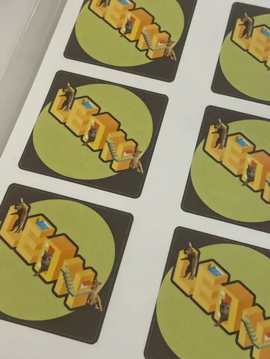 Rectangular Sticker Purchased Art paper 제작 후기 I made this using a cat logo that a friend made for me. It came out with satisfactory quality. I think it would be cute if I put it up anywhere. - 마플 리얼 후기 