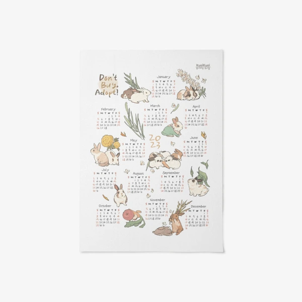 꾸시꾸시샵 Fabric, 2023 KusiKusi fabric Wall Calendar_Chiffon