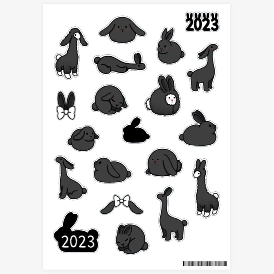 444 Year of Black Rabbit Sticker, MARPPLESHOP GOODS