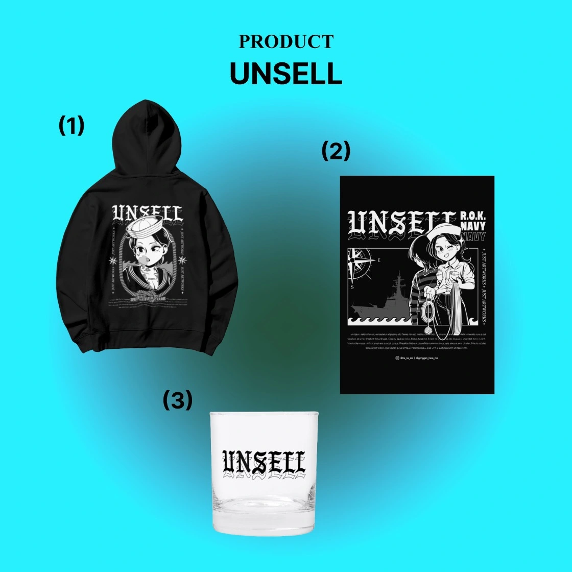 굿즈제작, unsell, unsell굿즈, 후드티, 포스터, 유리컵