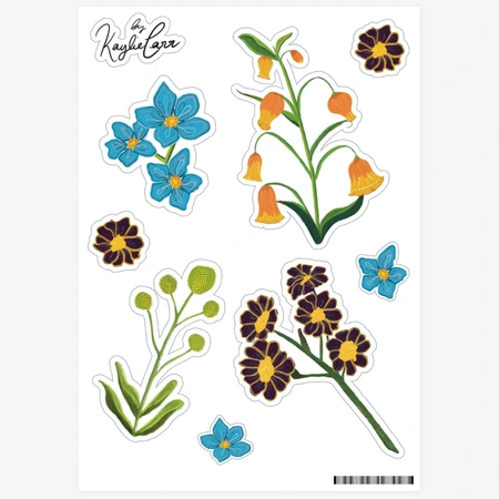 By Kaylie Carr Sticker, Spring Flowers Sticker Sheet 2