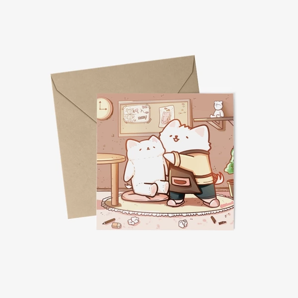 피슈넛 타운 Stationery, Square Postcard + Envelop
