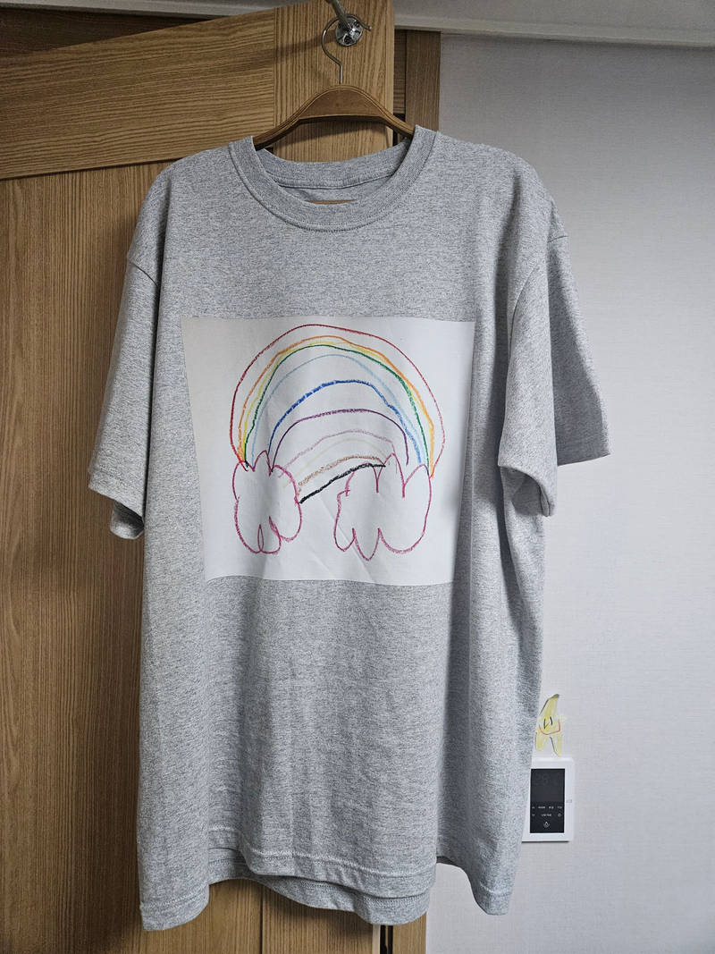 Printstar Premium Cotton Heavy T-shirt Purchased XL 제작 후기 My daughter (4 years old) was so proud when I made her a T-shirt with a drawing she made.- 마플 리얼 후기