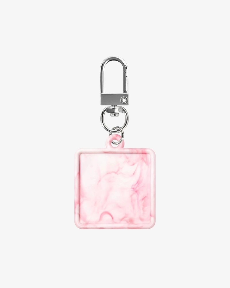 Pink Marble Monogram Keychains