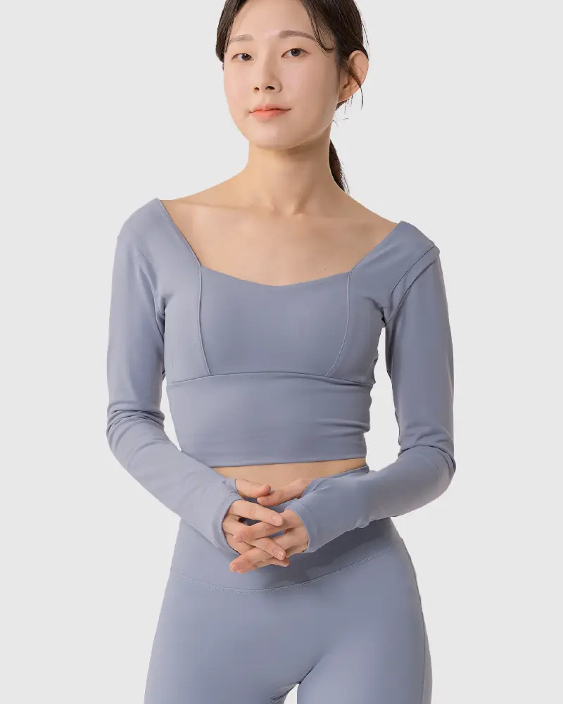 핑거홀 바스트라인 크롭 긴팔