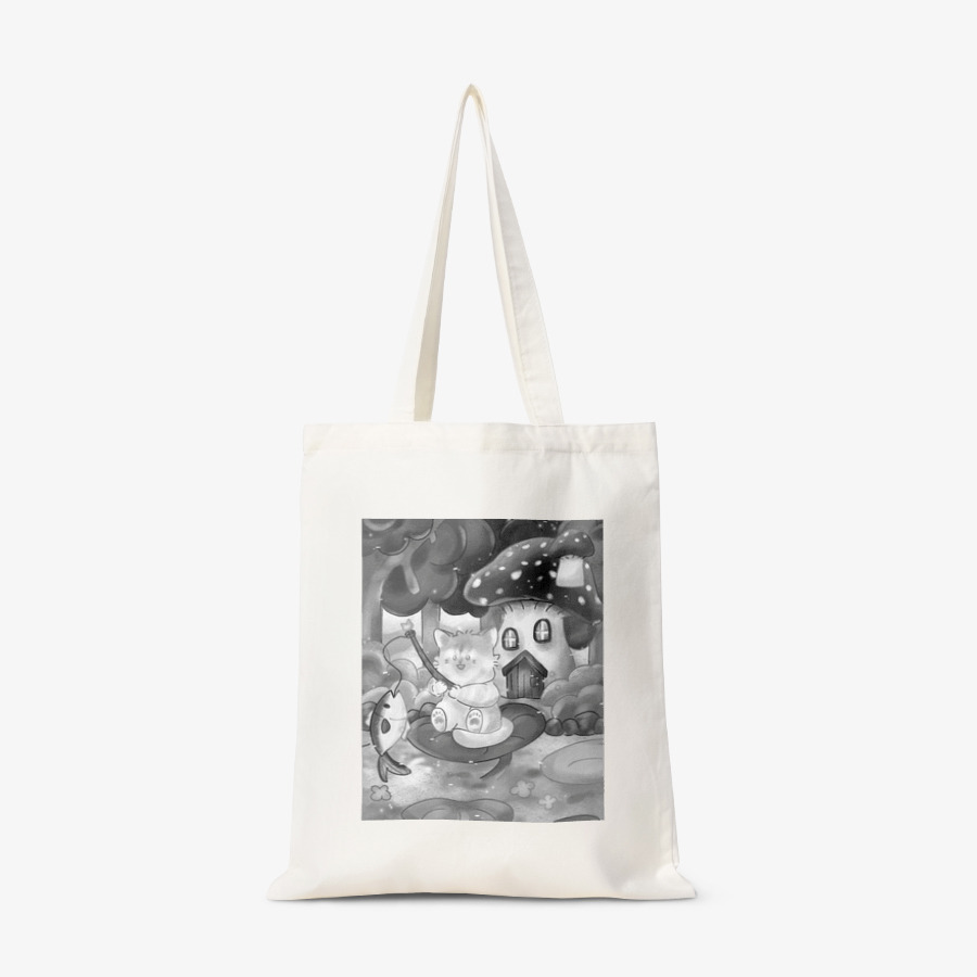 The Cat Appears in Hamster Village! Eco bag black and white, MARPPLESHOP GOODS