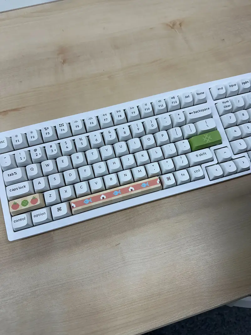Custom Full color Key Cap (Enter) Purchased 1.7 x 0.7 x 0.4 in 제작 후기 It says that the printing error is less than 1mm, and these are my custom keycaps that came out exactly like a decal ✌🏻 I also custom-made the Shift and Enter keycaps, and just like that, I'm so. satisfied! 🎉🎉🎉 It's good to customize just one as a point, but I customized three special keycaps in the same tone for the white keyboard to make it more unified. 🩵 I customized even the lower part with full-color printing, so it's very, very pretty when viewed from the side, top, and bottom~🎵 My own design is nice, but 1️⃣ it would be nice to customize the point keycaps with your favorite animation or character, 2️⃣ it would be nice to fully customize the entire keyboard by putting your favorite color on it, and 3️⃣ it would be good to work on connecting the pictures when fully customizing the keyboard! 4️⃣ I think it would be nice if brands or companies made it with a sense as an employee welcome kit or gift. 💫 Since I like keyboards, I have more than 10 keyboards, and I always bought customized keyboards or keycaps separately, but when I customize them myself, I feel more attached to them, and it is especially meaningful to see the keyboard I use every day decorated nicely. ㅎㅎ I definitely recommend Maple's custom keycaps! I highly recommend them. * Reviews written by employees after actually using them.- 마플 리얼 후기