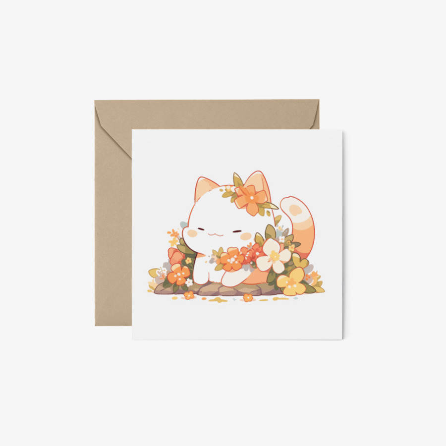 Flower Cat Postcard, MARPPLESHOP GOODS