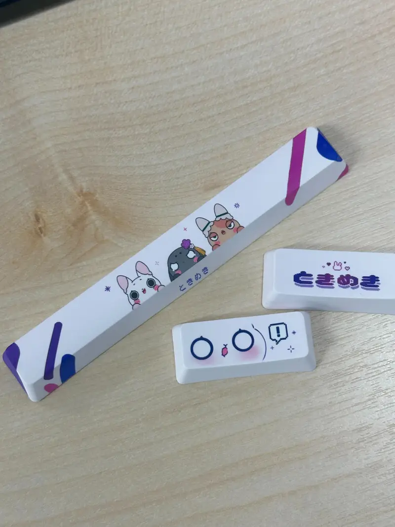 Custom Full color Key Cap (Space Bar) Purchased 4.7 x 0.7 x 0.5 in 제작 후기 When making the spacebar, I wrote in the request that I want the characters to fit perfectly on a line so that the part doesn't pop out, and it was exactly what I wanted!! ㅎㅎ The color expression is really good and the printing quality is awesome ㅎㅎ I want to get a full set of other keycaps~~ *This is a review written by an employee after actual use.- 마플 리얼 후기