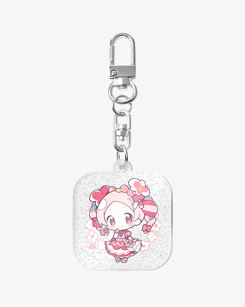 Square Acrylic Key Ring (Glitter)