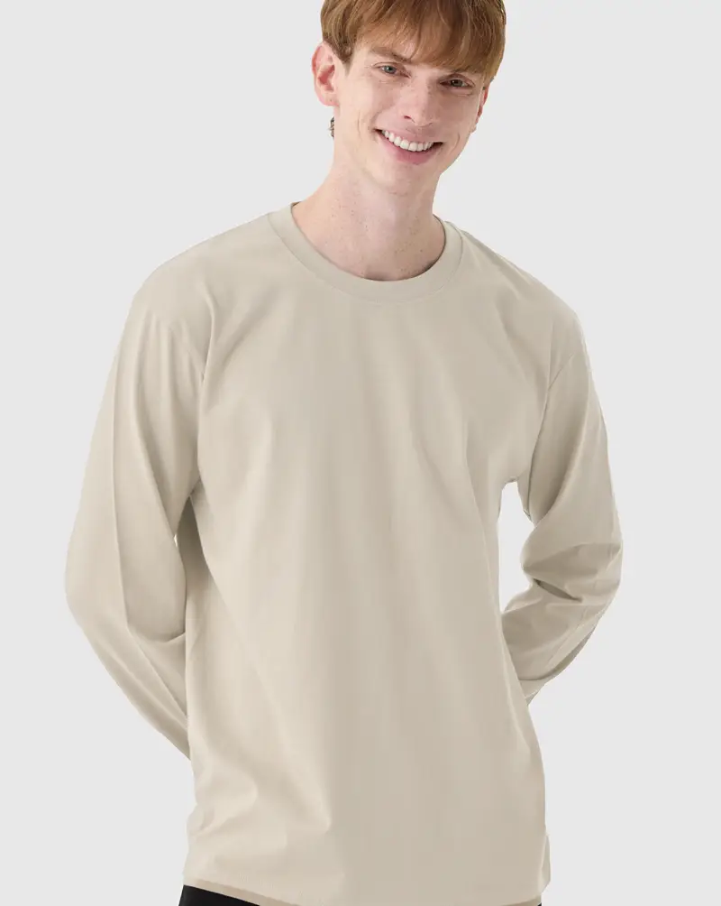 ユニーク 21番手 リブ長袖Tシャツ