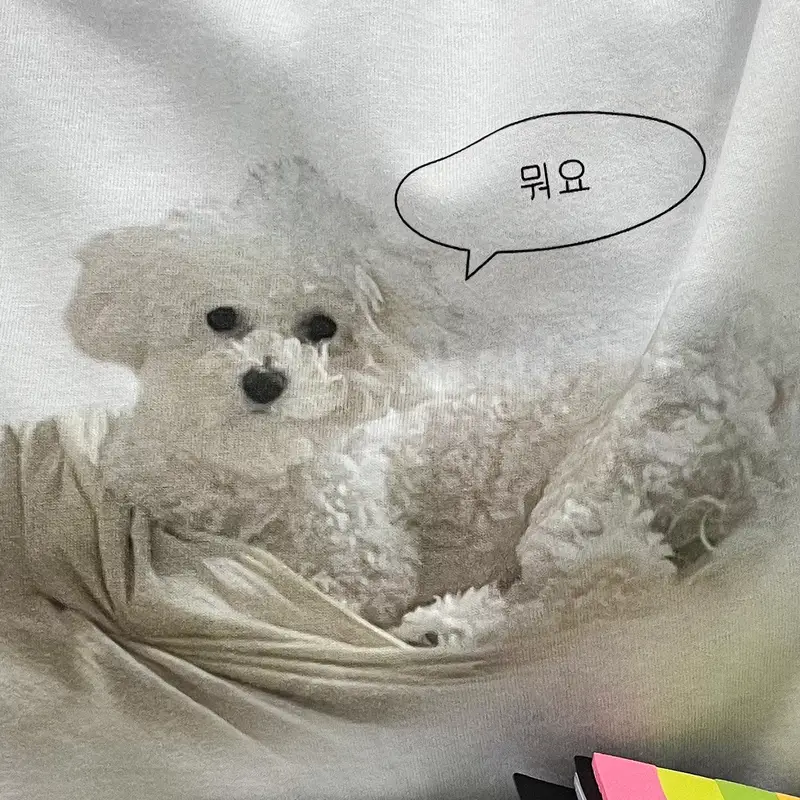 5508-01 오버핏 티셔츠 L 구매 제작 후기 저희 집 강쥐 백호로 디자인한 티셔츠입니다. 너무 귀엽고 사랑스러워요..❤️
슬슬 날씨가 더워져서 여름 옷을 사야 하는데 원단도 굉장히 가볍고 편하게 막 입기 좋은 것 같습니다. 

트리플에이 1301 티셔츠랑 피그먼트 티셔츠를 XL로 만들어서 입었었는데
유나이티드 5508-01 오버핏 티셔츠는 오버핏이라 그런지 L 사이즈로 제작해도 핏이 너무 예쁘네요 :D
(참고로 키는 167cm 입니당)

은은하고 빈티지스럽게 제작하고 싶었는데 이미지에 맞춰서 적합하게 제작된 것 같아 만족스럽습니다!

디자인에 블러 효과가 있거나 반투명한 이미지는 디지털 프린팅으로 해야 예쁘다고 안내도 정말 친절하게 해주셨습니다. 상품 받기 전까지는 느낌을 잘 몰랐는데 상품을 받아보니 너~무 제 맘에 쏙 들어요!!!

막상 입으려고 제작했으나 생각보다 퀄리티도 좋도고 귀여워서 아껴입어야 겠어요..ㅠㅠ
예쁘게 만들어주셔서 감사합니다!
*직원이 실제 사용 후 작성한 리뷰입니다.- 마플 리얼 후기