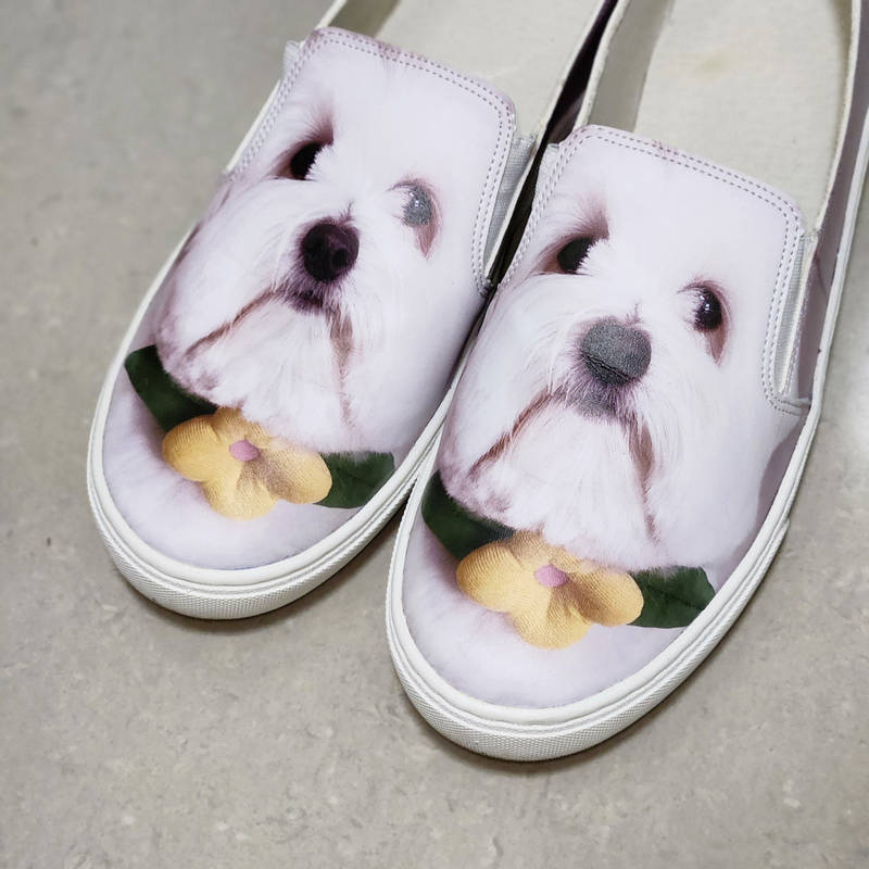 Custom Slip-ons (L) Purchased M9 / W10.5 제작 후기 I made a pair of dog walking shoes with a dog's face on them, and when I put them in the hallway, I thought to myself, "I have to go for a walk," so I think they're really well made. 
I was worried about what would happen if the shoes were ruined when I made them, but Maple's quality is so good that I don't think they'll ever fail, and I'm very satisfied. 
They're my only pair of shoes, so they're precious. 🫶🏻🩷 
🧙‍♀️This is a review written after actually using the product that was provided as part of Maple Supporters' activities.- 마플 리얼 후기