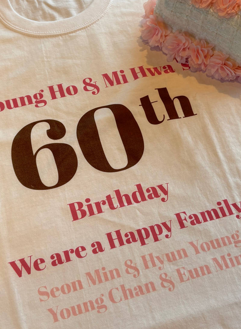 Value Adult T-shirt Purchased M / 3XL 제작 후기 I had a great time making this pretty and well-made T-shirt to commemorate my parents' 60th birthday~- 마플 리얼 후기