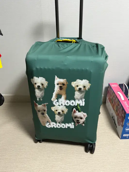 Personalized Spandex Travel Luggage Cover  Purchased L 제작 후기 It's really really really really really cute!! I was attracted to the L size because it was too big for a 24-inch model~~ 
I went with it on a 28-inch model!! ㅠㅠ - 마플 리얼 후기 